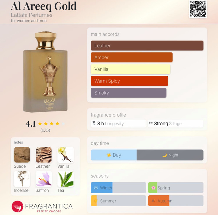 عطر ادکلن العریق طلایی Al Areeq Gold از شرکت لطافه لاین پراید Lattafa Pride