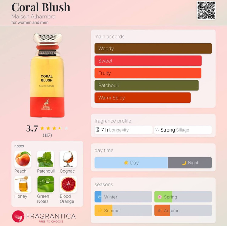عطر ادکلن کورال بلاش Coral Blush مشابه ادکلن تام فورد بیتر پیچ از برند الحمبرا Maison Alhambra